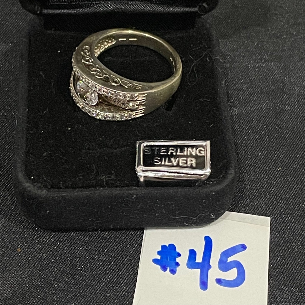 Sterling Silver Diamonique Cubic Zirconia Ring, Size 10